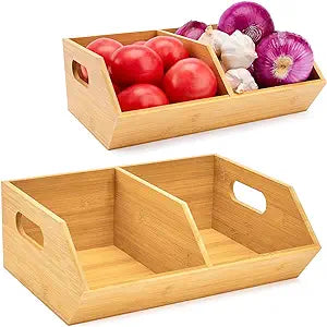 Set Bamboo Storage Bin, Pantry Organization and Storage Baskets