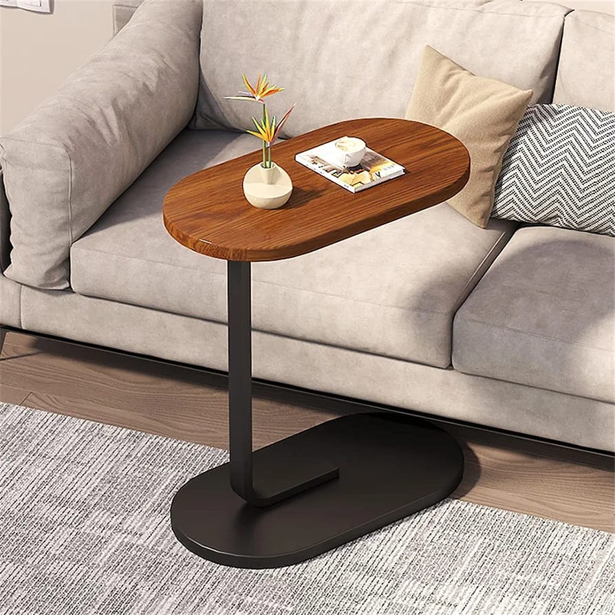 C Shaped Coffee Table, Small Wood Side Table