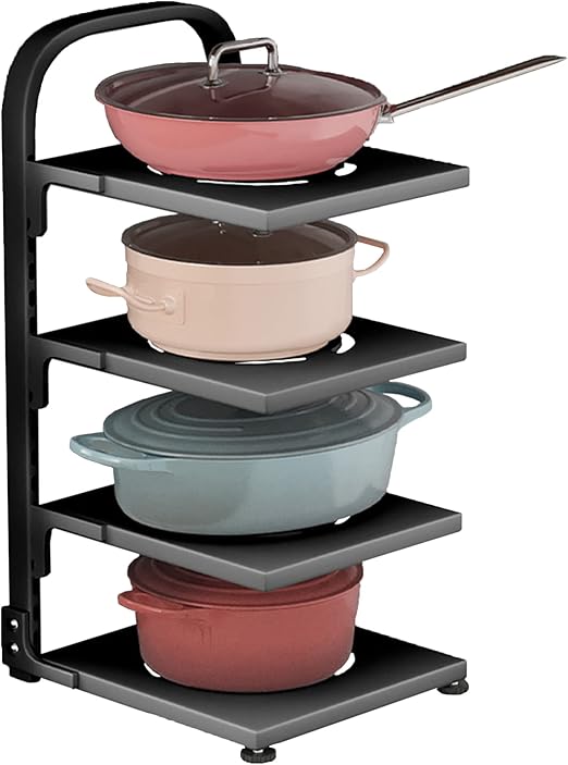 Pot Rack Organizers，4 Tier Adjustable Pot Racks