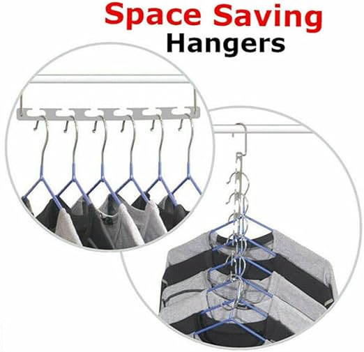 Sashtech Coat Clothes Hanger Magic Hook Metal - Lightweight Space Saving - Durable And Slim With Smooth Finish – Pack Of 6