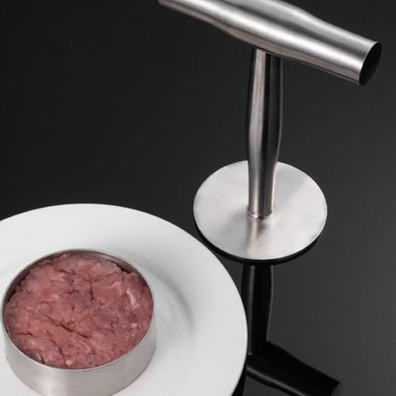 Tyatocepy 304 Stainless Steel Hamburger Meat Cake Press Burger Patty Maker Mould Manual Cake Beef Pork Press Grill Meat Tools Durable Easy to Use 9 X 13.2 X