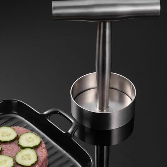 Tyatocepy 304 Stainless Steel Hamburger Meat Cake Press Burger Patty Maker Mould Manual Cake Beef Pork Press Grill Meat Tools Durable Easy to Use 9 X 13.2 X