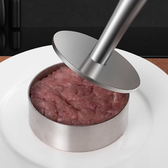 Tyatocepy 304 Stainless Steel Hamburger Meat Cake Press Burger Patty Maker Mould Manual Cake Beef Pork Press Grill Meat Tools Durable Easy to Use 9 X 13.2 X