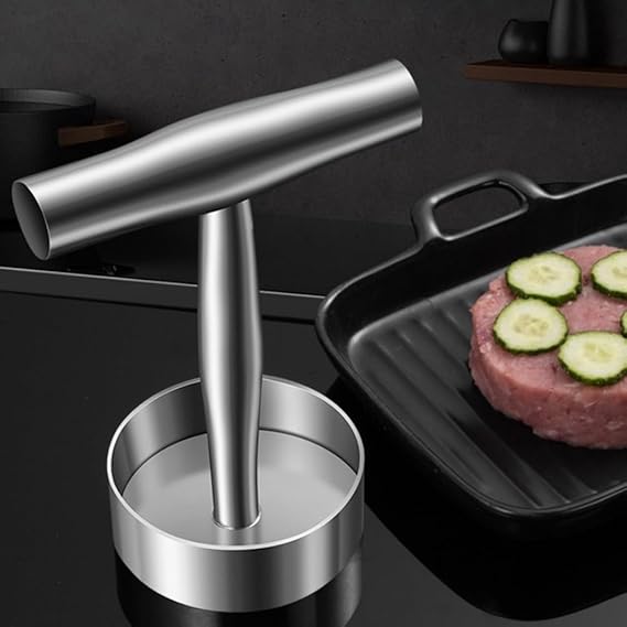 Tyatocepy 304 Stainless Steel Hamburger Meat Cake Press Burger Patty Maker Mould Manual Cake Beef Pork Press Grill Meat Tools Durable Easy to Use 9 X 13.2 X