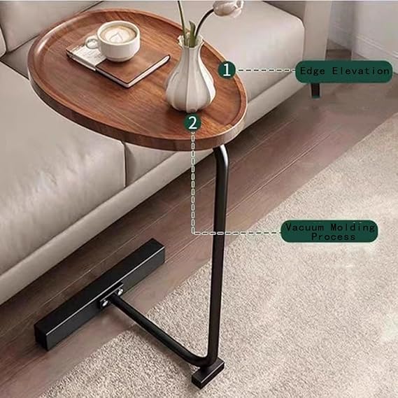 C-Shaped Side Table, Metal Frame Side Table, Modern C-shaped Side Table for Sofa and Bedside Table, Side Table for Couch, Sofa Table for Living Room, Office, Bedroom, Bedside Table