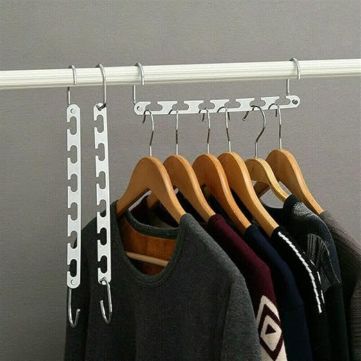 Sashtech Coat Clothes Hanger Magic Hook Metal - Lightweight Space Saving - Durable And Slim With Smooth Finish – Pack Of 6