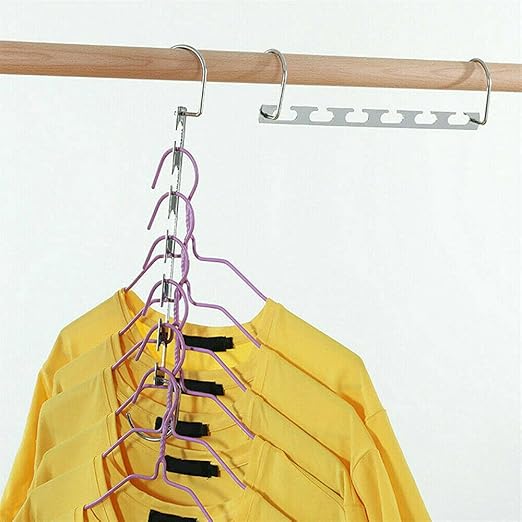 Sashtech Coat Clothes Hanger Magic Hook Metal - Lightweight Space Saving - Durable And Slim With Smooth Finish – Pack Of 6