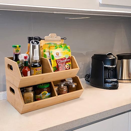 Set Bamboo Storage Bin, Pantry Organization and Storage Baskets