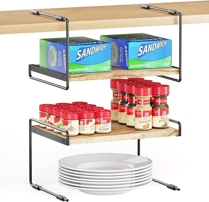 SpaceAid Cabinet Shelf Organizers , Kitchen Counter Organizer Rack Under Shelves Riser