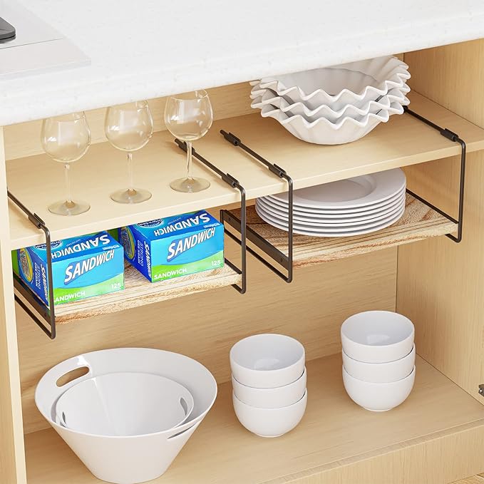 SpaceAid Cabinet Shelf Organizers , Kitchen Counter Organizer Rack Under Shelves Riser