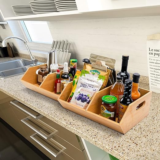 Set Bamboo Storage Bin, Pantry Organization and Storage Baskets