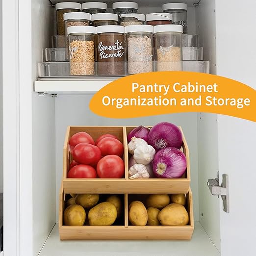 Set Bamboo Storage Bin, Pantry Organization and Storage Baskets