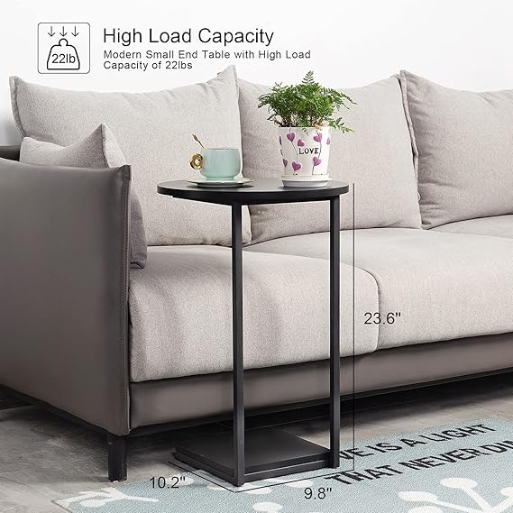 DCLRN Small End Table,c Table End Table for Sofa,Round Coffee Table is Suitable for Living Room and Bedroom.(Black)