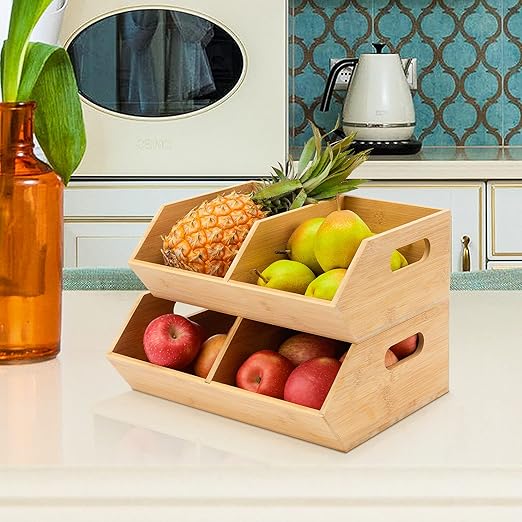 Set Bamboo Storage Bin, Pantry Organization and Storage Baskets